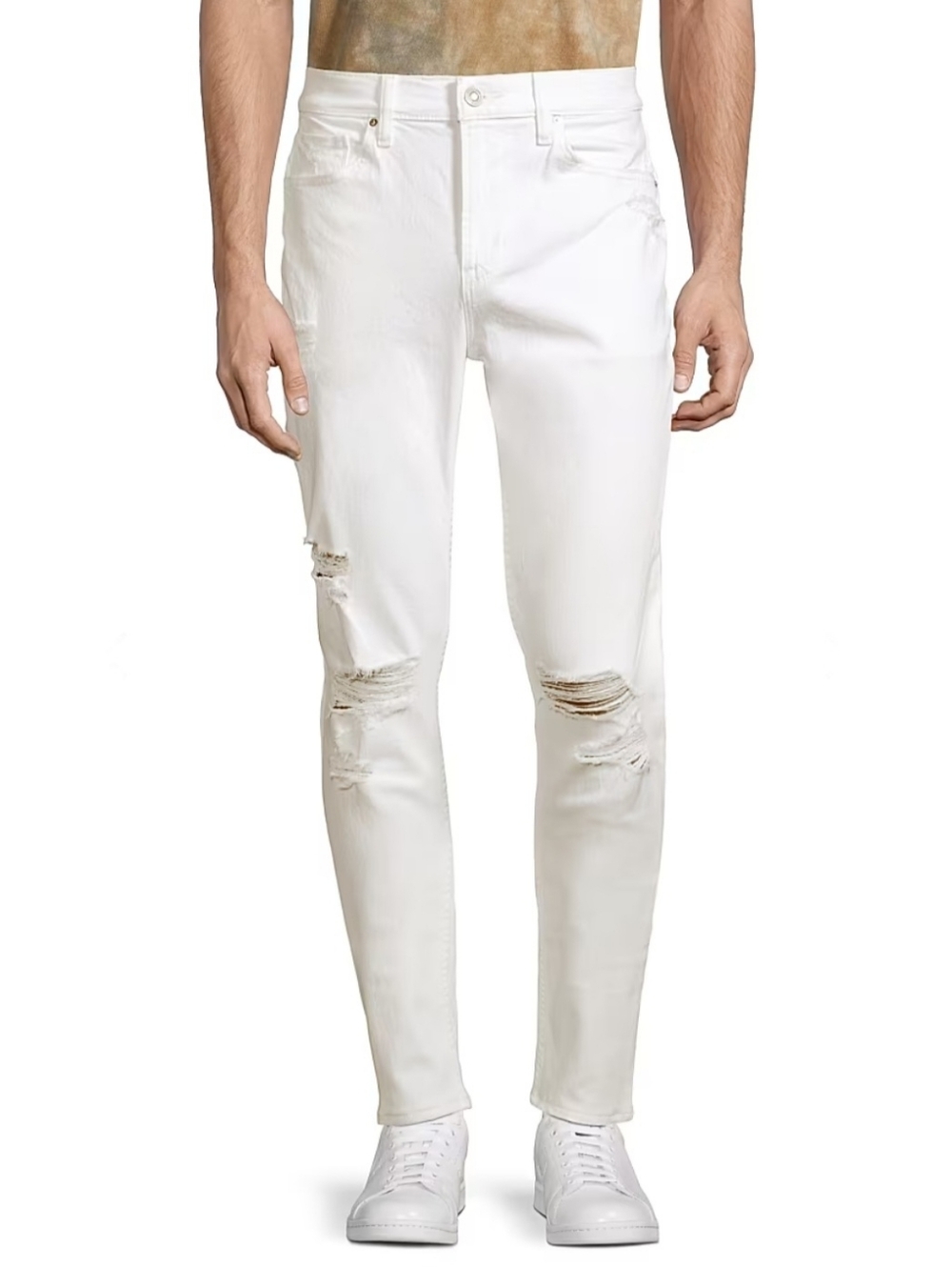 NWT Hudson Men's Zack Skinny Fit Distressed Jean Size 38 White